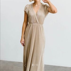 Gold pleated maxi dress